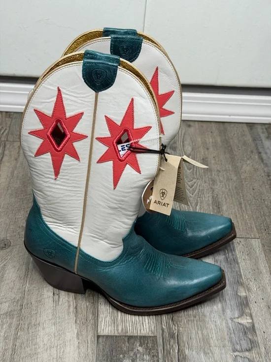 ARIAT WOMEN STARLIGHT WESTERN BOOTS - SNIP TOE TURQUOISE size 8 rodeo stagecoach - Picture 8 of 12